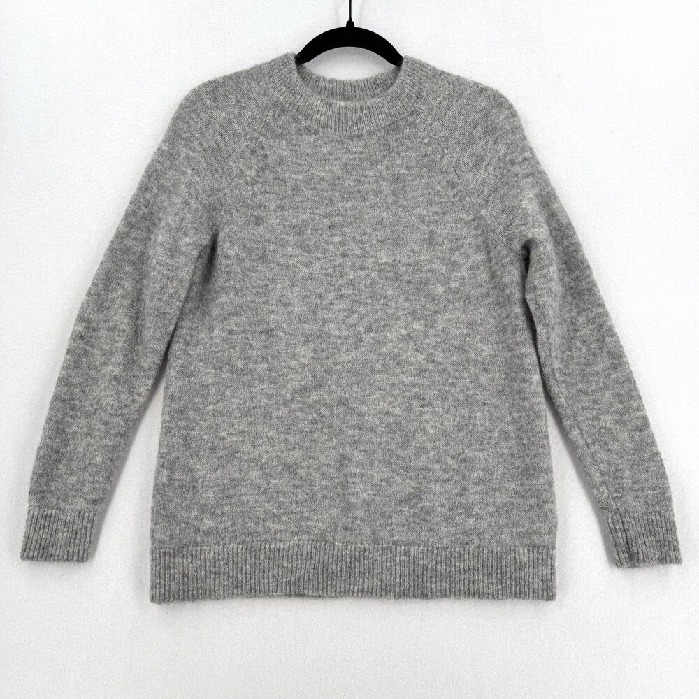 H&M Mohair Wool Blend Sweater Women S Gray Fuzzy Crewneck Quiet Luxury Cozy